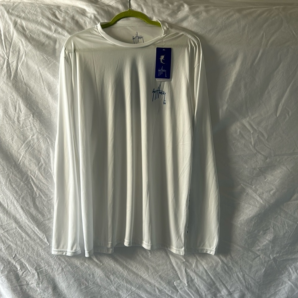 NWT! GUY HARVEY XL white swimming/fishing long sleeve shirt. UPF- 30.